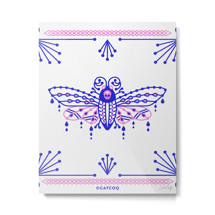 Death's Head Hawkmoth - Indigo & Pink Palette Metal Print Gallery Image 1