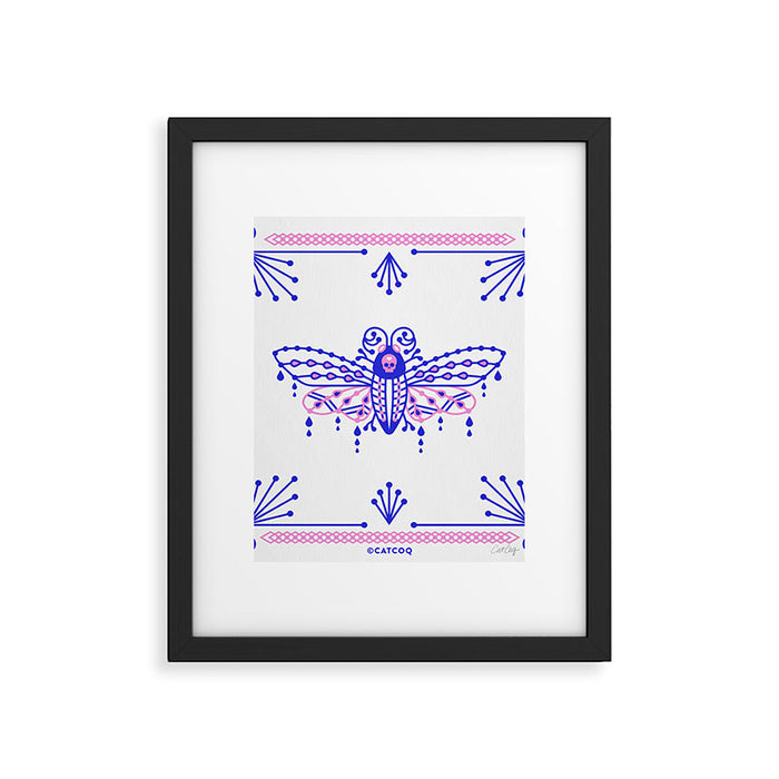 Death's Head Hawkmoth - Indigo & Pink Palette Framed Art Print Gallery Image 1