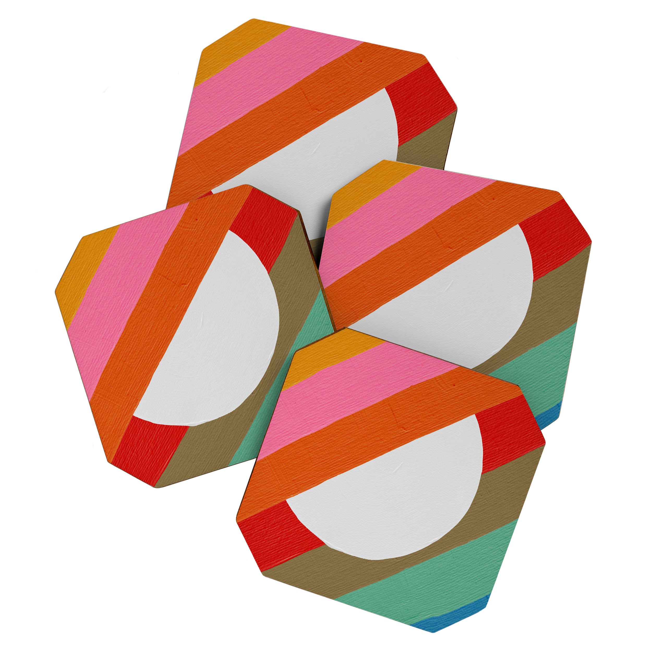 Diagonal Color Blocking - Rainbow Moon Coaster Gallery Image 1