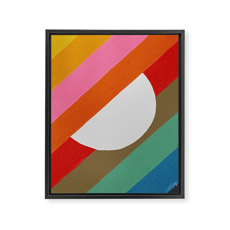 Diagonal Color Blocking - Rainbow Moon Framed Canvas Print Gallery Image 6