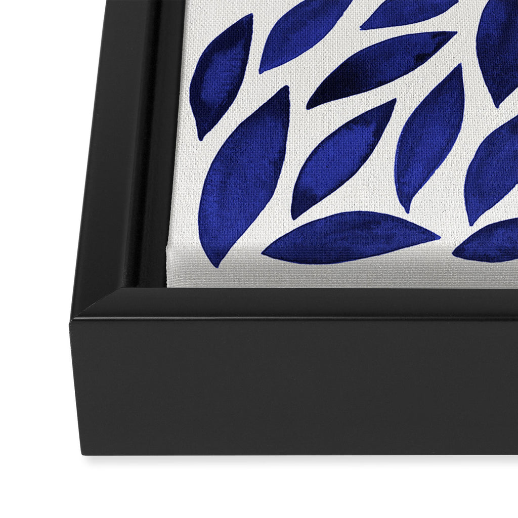 Diamond Leaves â Navy Framed Canvas Print Gallery Image 3
