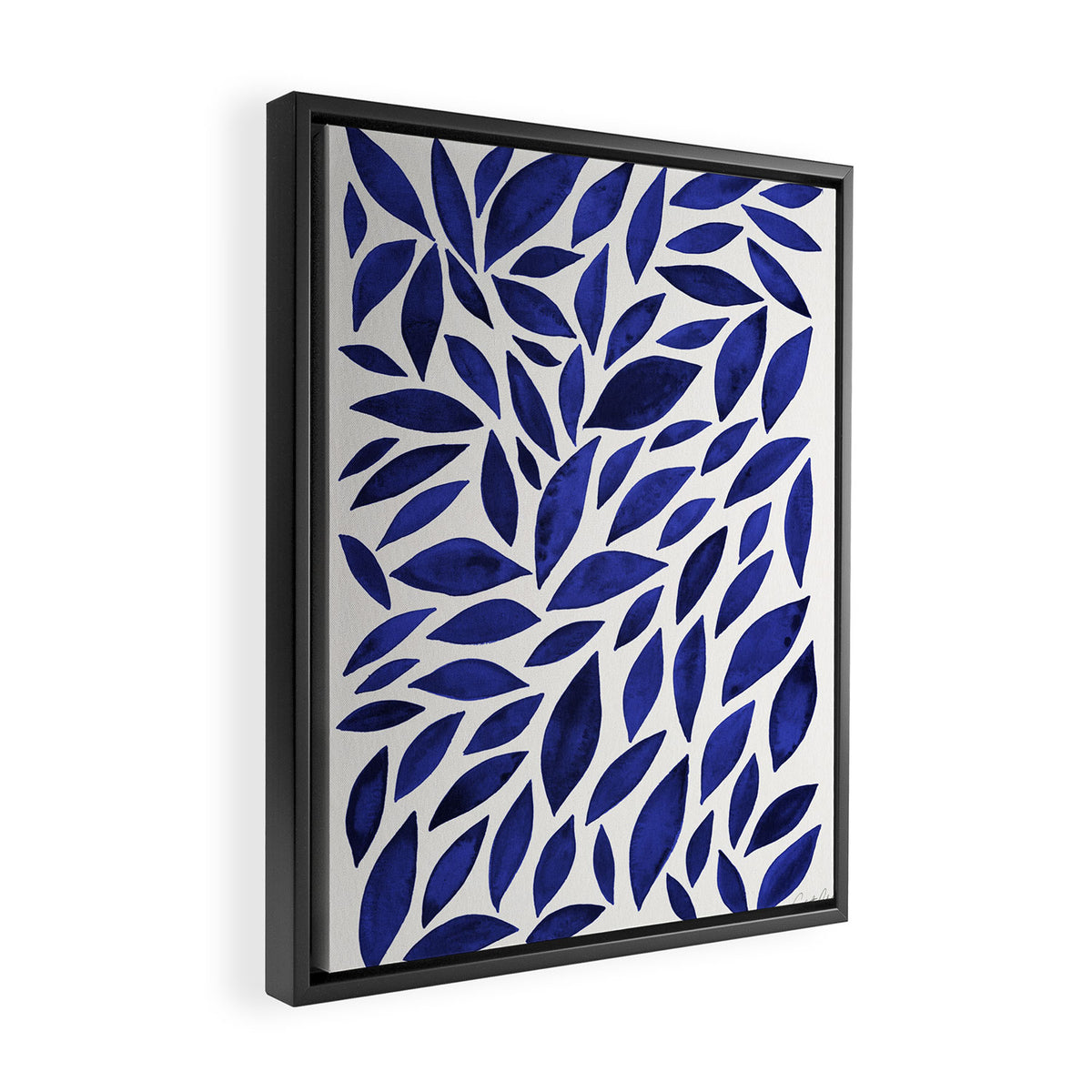 Diamond Leaves â Navy Framed Canvas Print Gallery Image 2