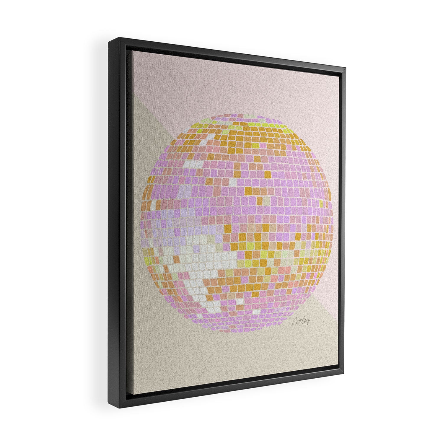 Disco Ball - Peach Framed Canvas Print Gallery Image 2