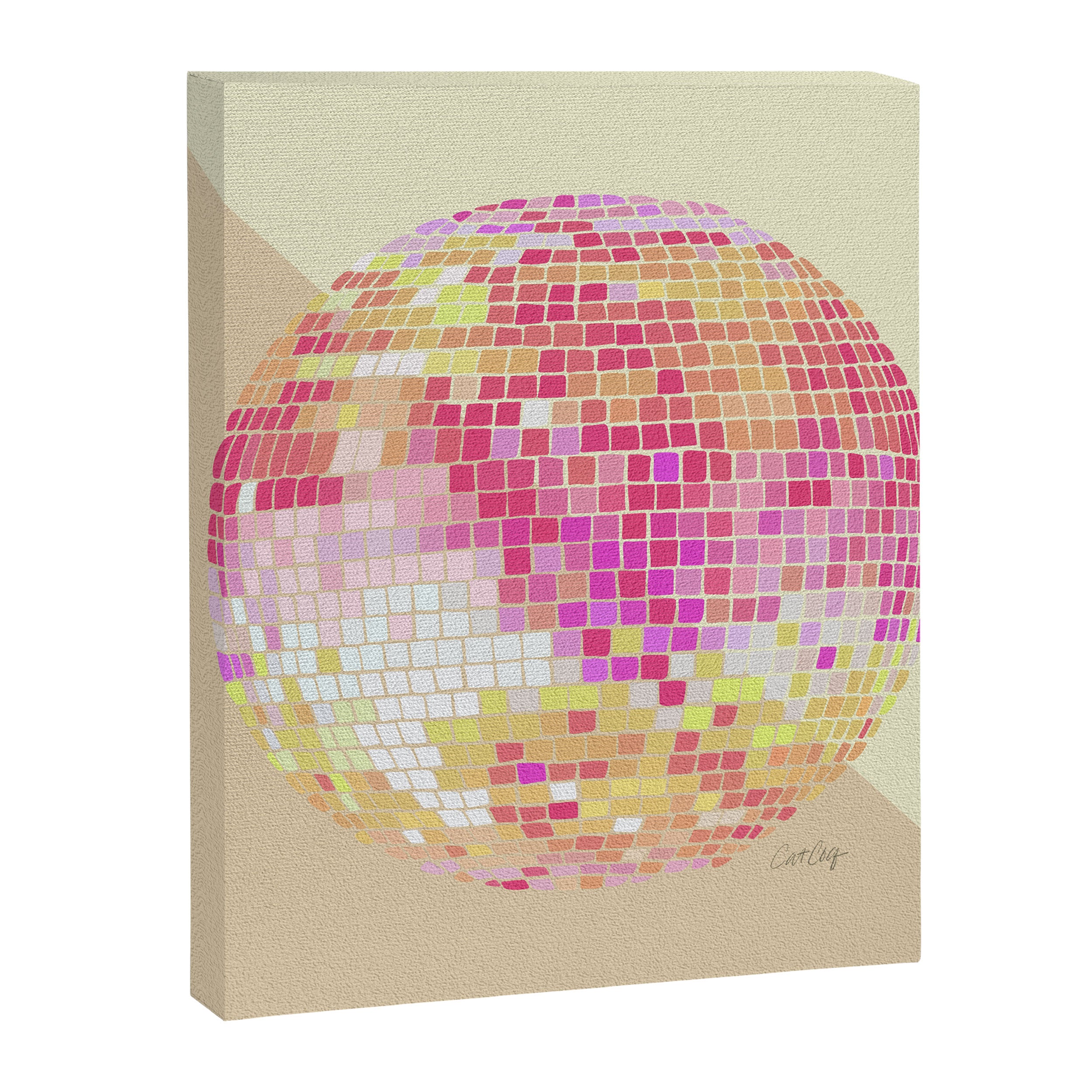 Disco Ball - Pink OmbrÃ© Canvas Print Gallery Image 8