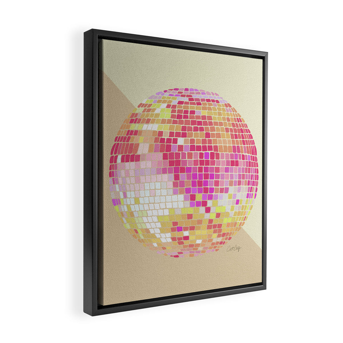 Disco Ball - Pink OmbrÃ© Framed Canvas Print Gallery Image 2
