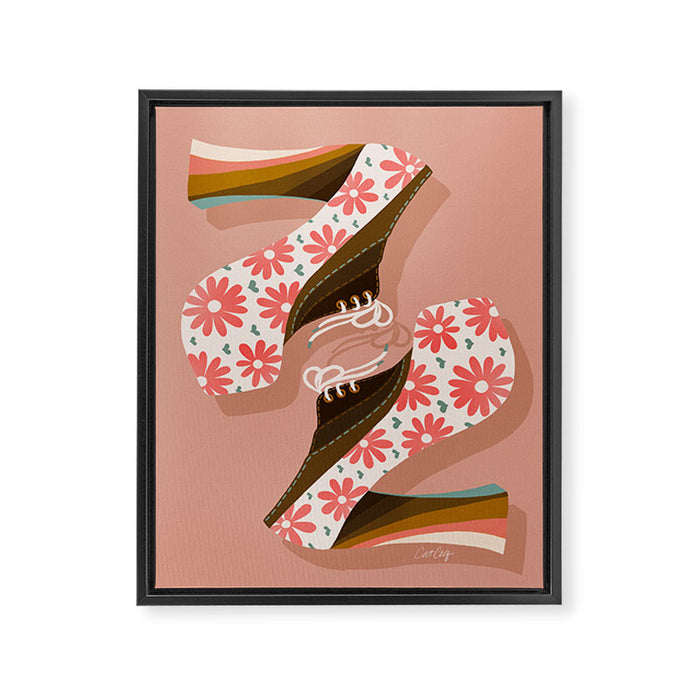Disco Platforms - Blush & White Framed Canvas Print Gallery Image 1