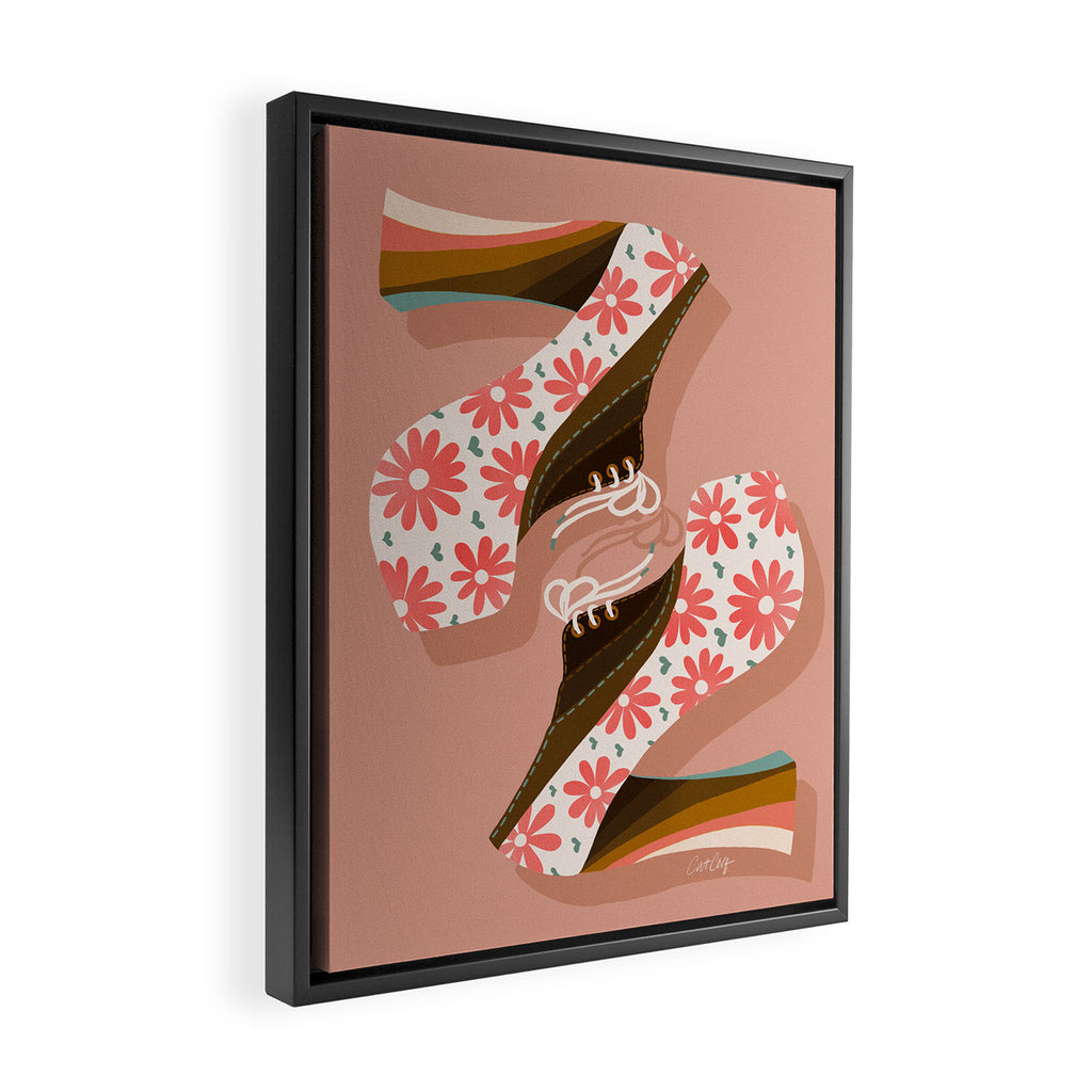 Disco Platforms - Blush & White Framed Canvas Print Gallery Image 2