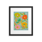 Drippy Daisy Dreamscape - Electric on Blue Framed Art Print Gallery Image 6