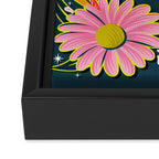 Drippy Daisy Dreamscape - Electric on Navy Framed Canvas Print Gallery Image 3