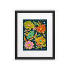Drippy Daisy Dreamscape - Electric on Navy Framed Art Print Gallery Image 6