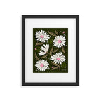 Drippy Daisy Dreamscape - Pink on Olive Framed Art Print Gallery Image 6