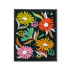 Drippy Daisy Dreamscape - Rainbow & Indigo on Teal Framed Canvas Print Gallery Image 8