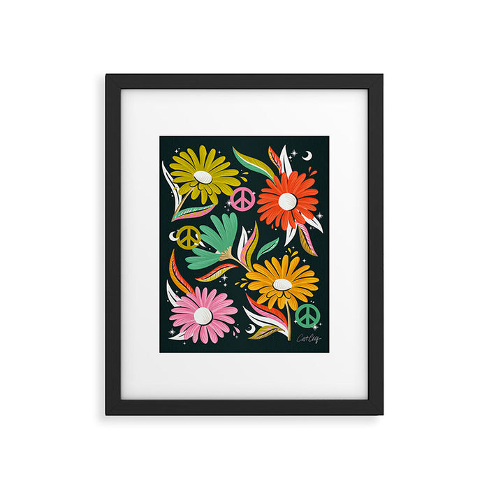 Drippy Daisy Dreamscape - Rainbow & Indigo on Teal Framed Art Print Gallery Image 1