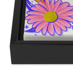 Drippy Daisy Dreamscape - Rainbow & Indigo on White Framed Canvas Print Gallery Image 3