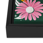 Drippy Daisy Dreamscape - Rainbow on Kelly Green Framed Canvas Print Gallery Image 3