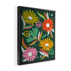 Drippy Daisy Dreamscape - Rainbow on Kelly Green Framed Canvas Print Gallery Image 2