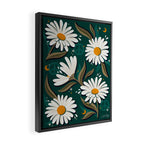 Drippy Daisy Dreamscape - White on Teal Framed Canvas Print Gallery Image 2