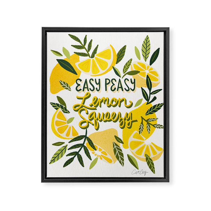 Easy Peasy Lemon Squeezy Citrus - Yellow & Green Palette Framed Canvas Print Gallery Image 1