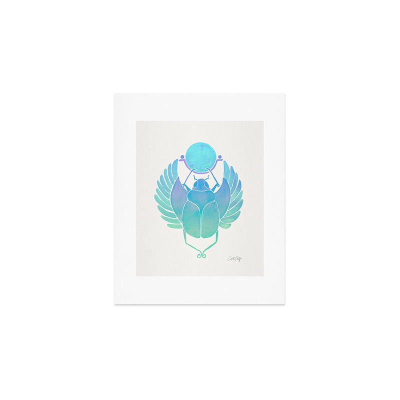 Egyptian Scarab - Turquoise OmbrÃ© Art Print Gallery Image 1