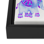 Elephant Collection - Indigo Palette Framed Canvas Print Gallery Image 3