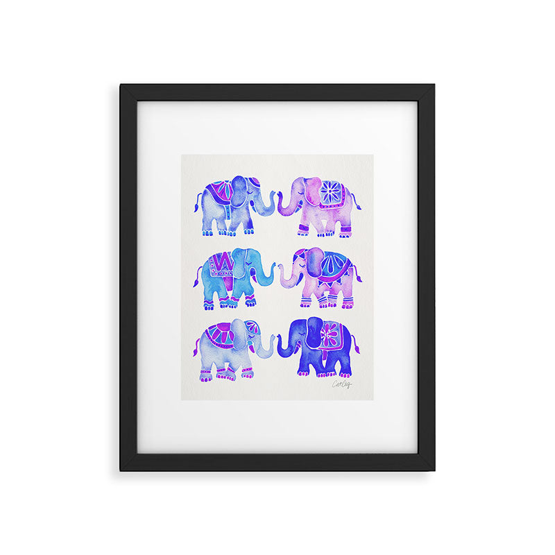 Elephant Collection - Indigo Palette Framed Art Print Gallery Image 5