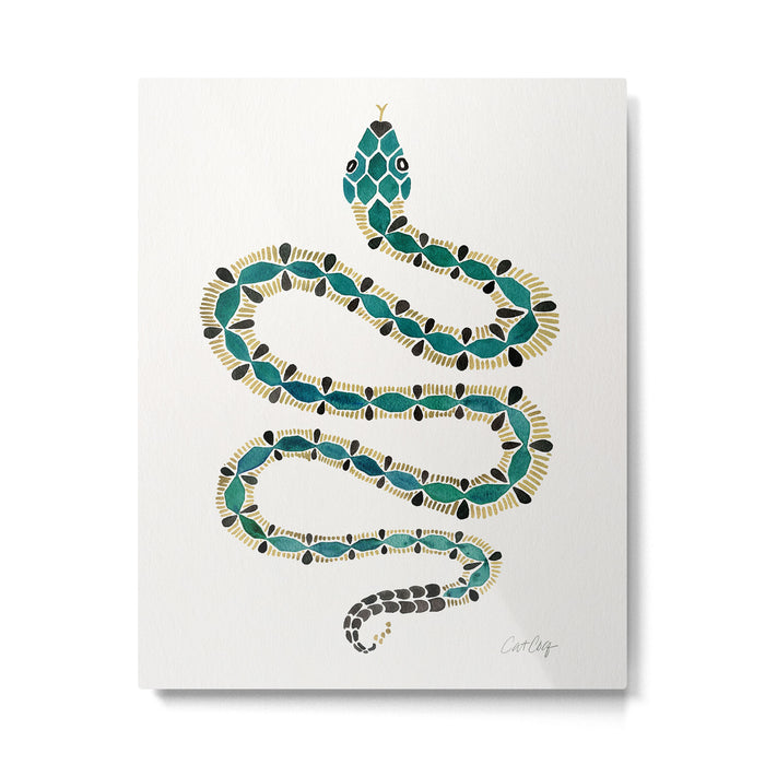Emerald & Gold Serpent Metal Print Gallery Image 1