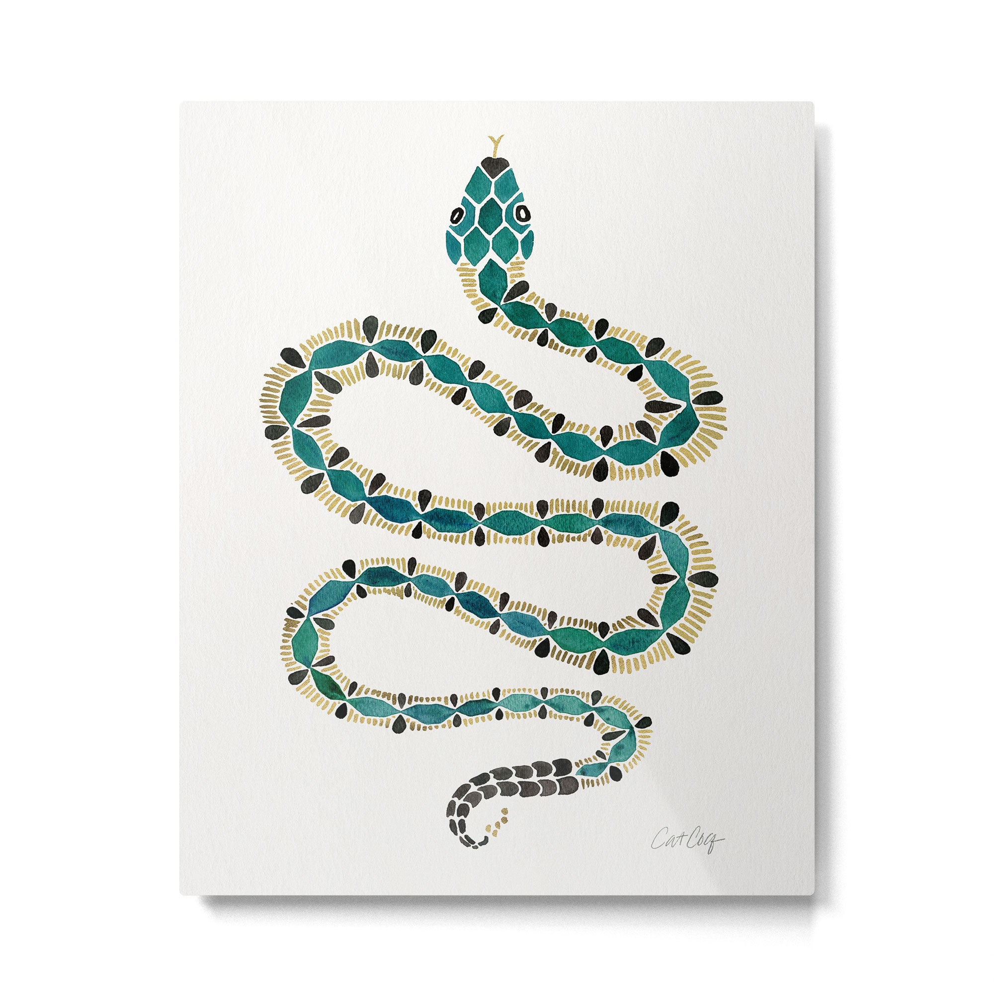 Emerald & Gold Serpent Metal Print Gallery Image 4