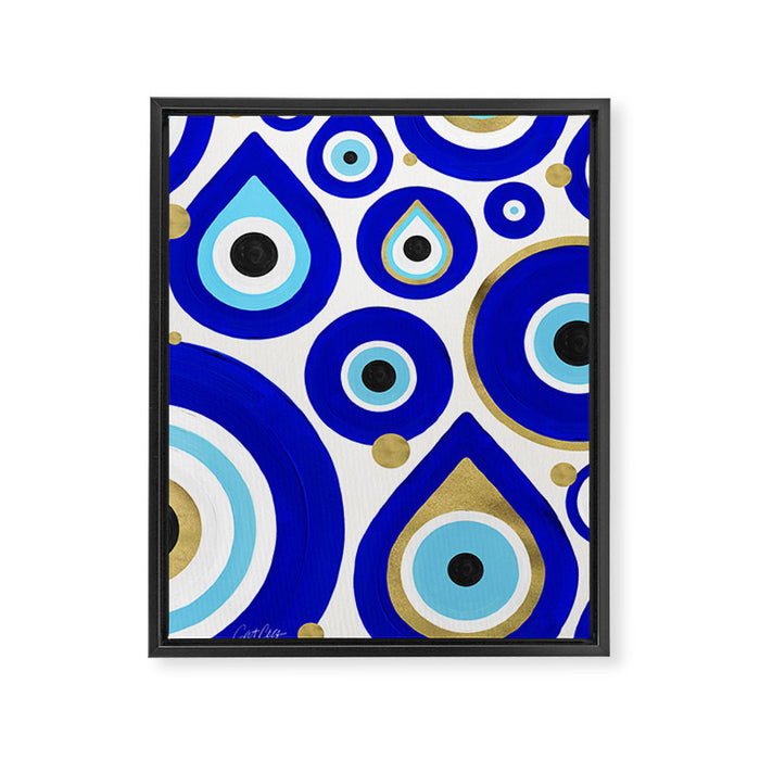 Evil Eye Charms on White Framed Canvas Print Gallery Image 1