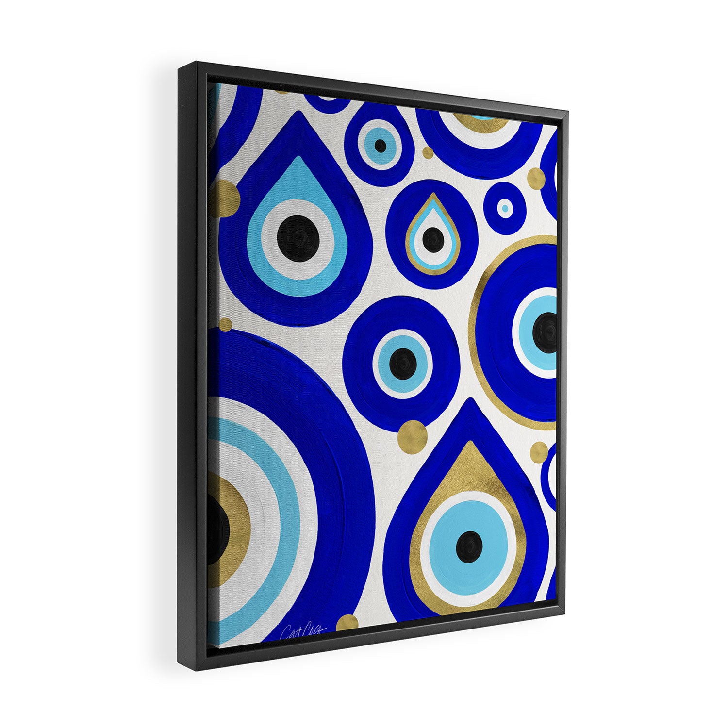Evil Eye Charms on White Framed Canvas Print Gallery Image 2