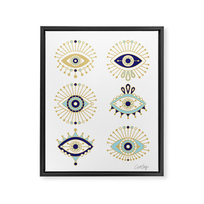 Evil Eye Collection on White Framed Canvas Print Gallery Image 1