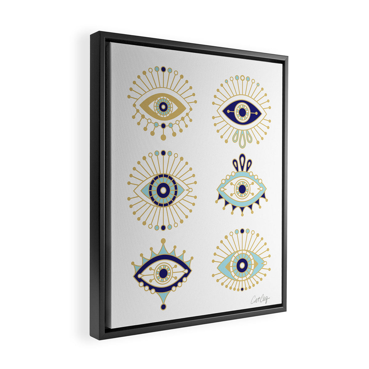 Evil Eye Collection on White Framed Canvas Print Gallery Image 2