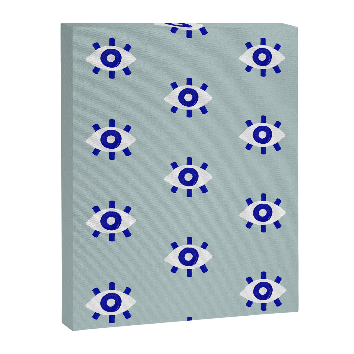 Evil Eye Dots - Mint & Navy Canvas Print Gallery Image 6