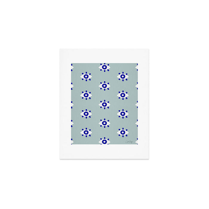 Evil Eye Dots - Mint & Navy Art Print Gallery Image 1