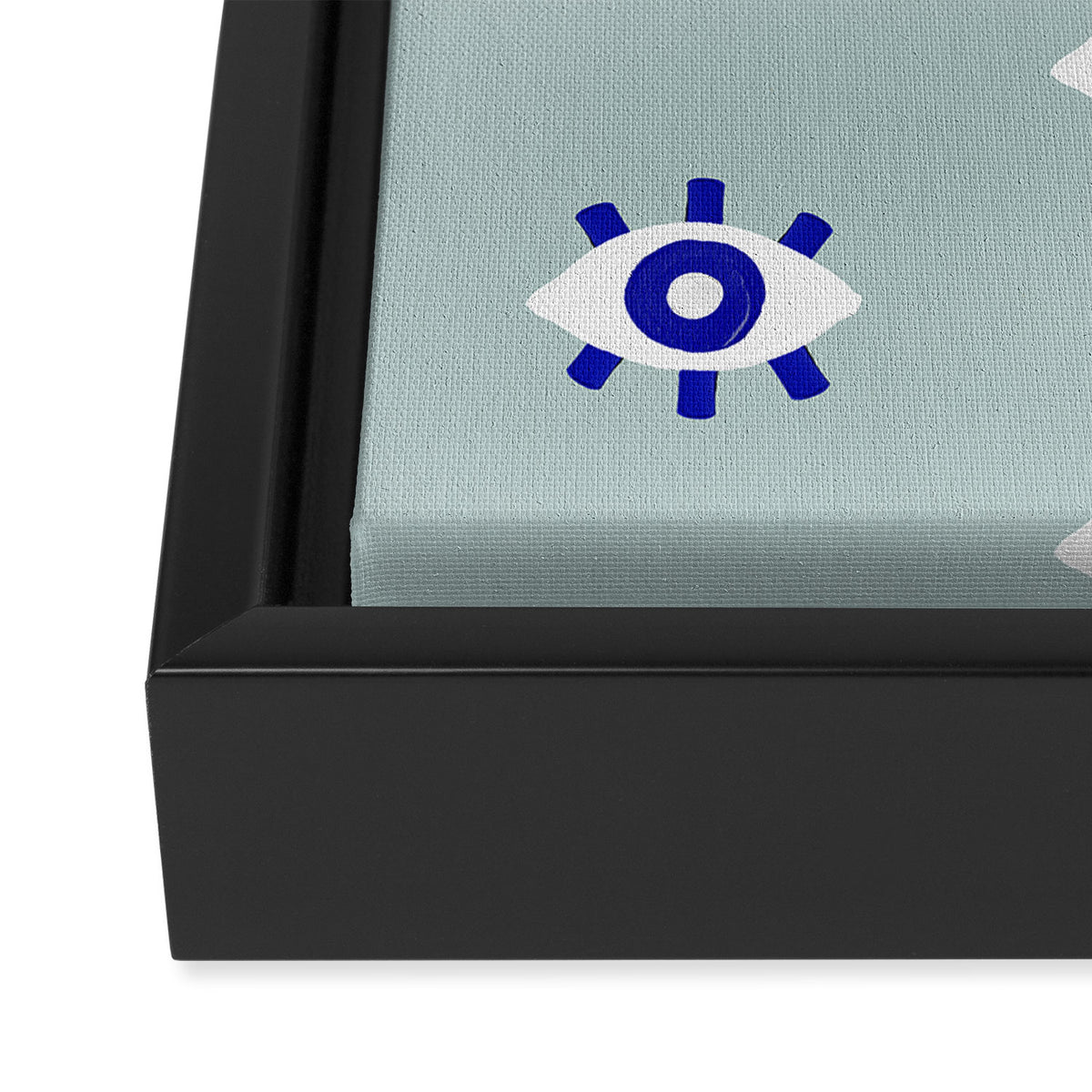 Evil Eye Dots - Mint & Navy Framed Canvas Print Gallery Image 3