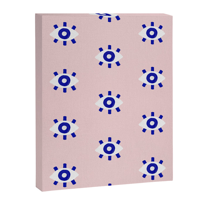 Evil Eye Dots - Navy & Blush Palette Canvas Print Gallery Image 1