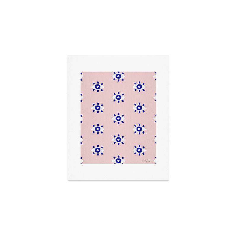 Evil Eye Dots - Navy & Blush Palette Art Print Gallery Image 1