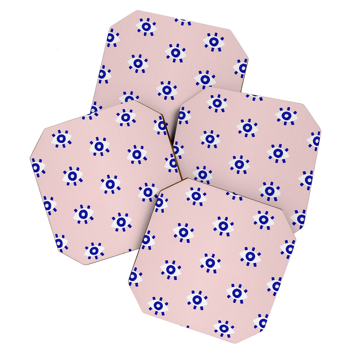 Evil Eye Dots - Navy & Blush Palette Coaster Gallery Image 1