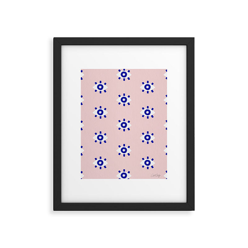Evil Eye Dots - Navy & Blush Palette Framed Art Print Gallery Image 6