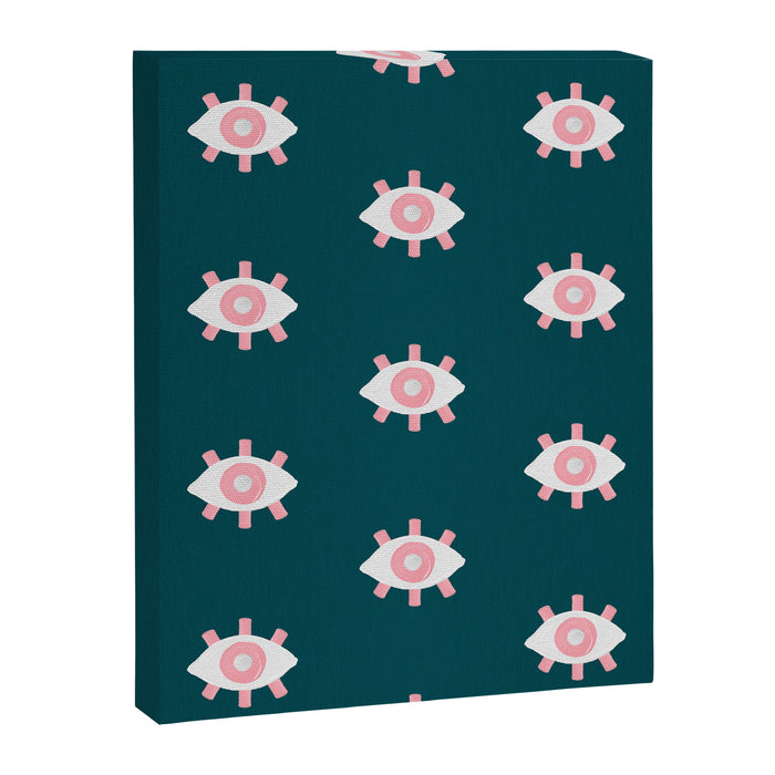 Evil Eye Dots - Teal & Pink Canvas Print Gallery Image 1