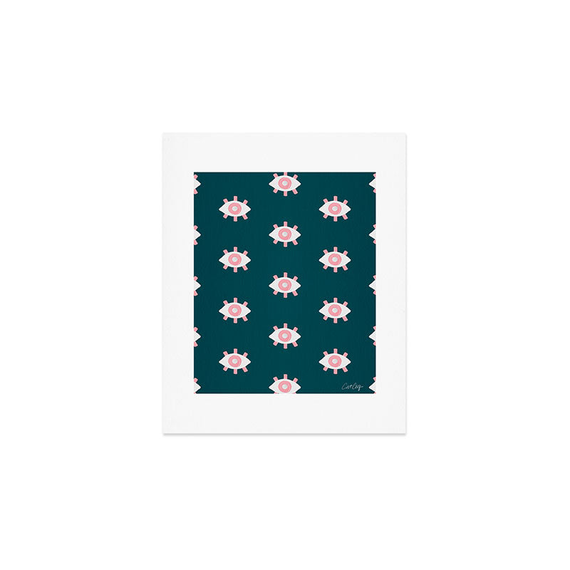 Evil Eye Dots - Teal & Pink Art Print Gallery Image 1