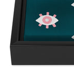 Evil Eye Dots - Teal & Pink Framed Canvas Print Gallery Image 3