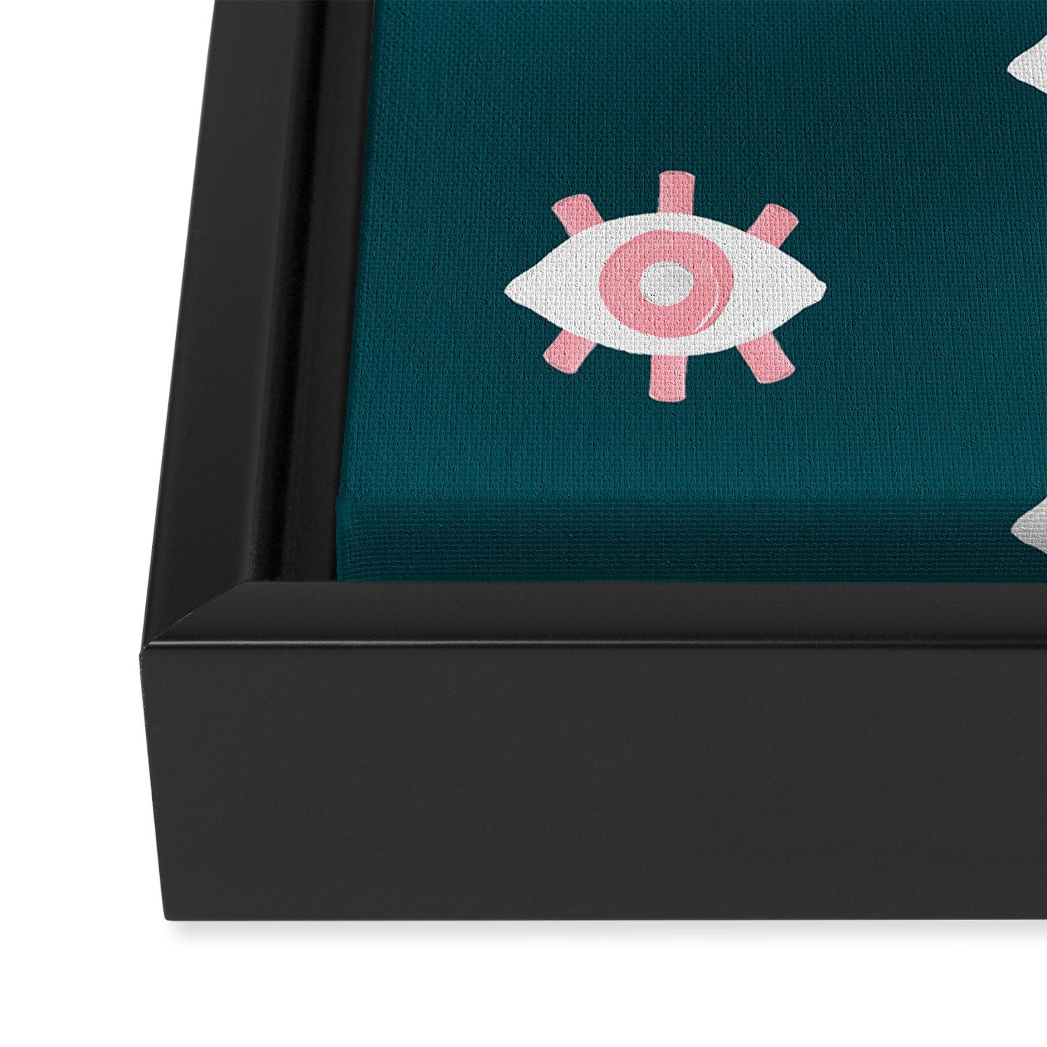 Evil Eye Dots - Teal & Pink Framed Canvas Print Gallery Image 3