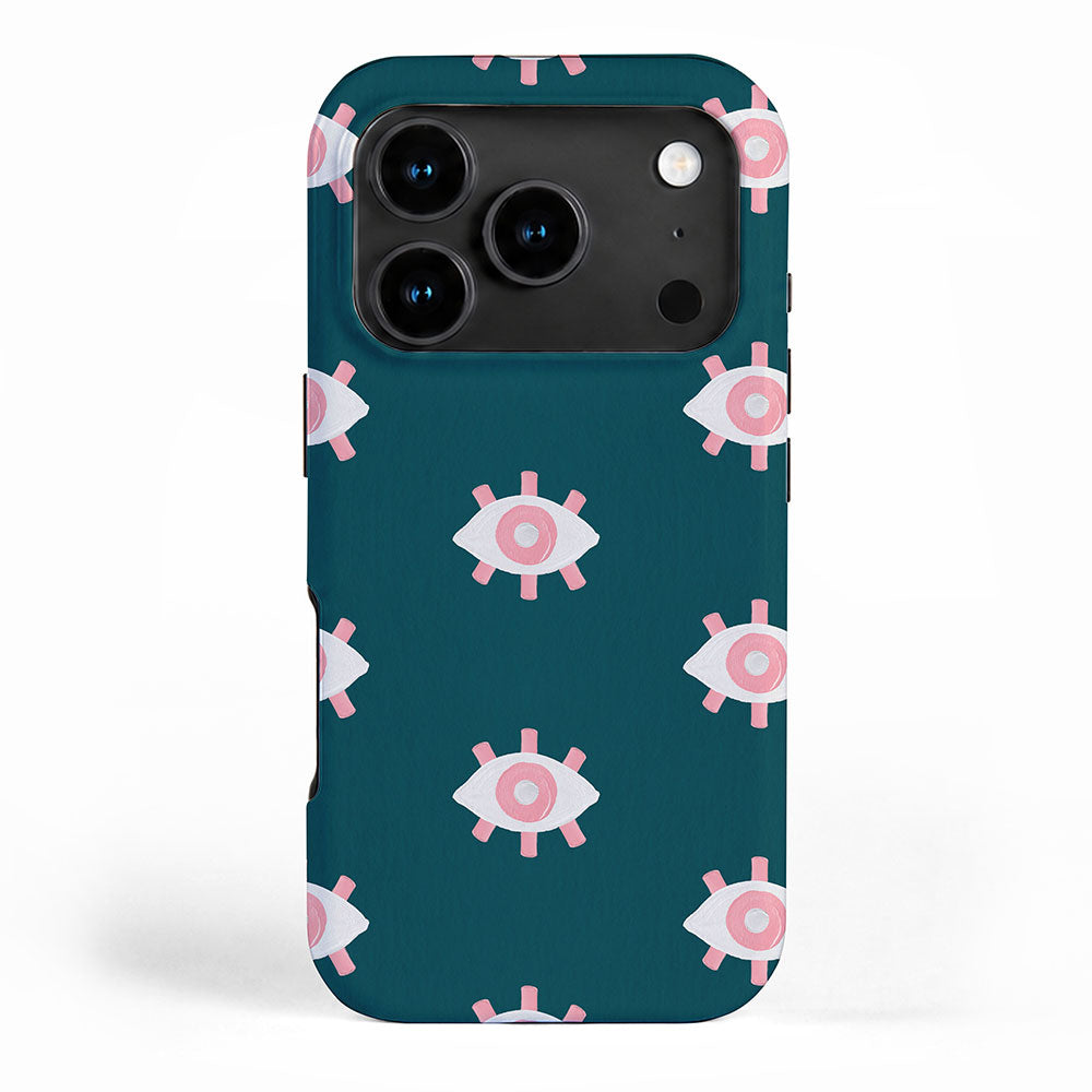 Evil Eye Dots - Teal & Pink iPhone Case Gallery Image 1