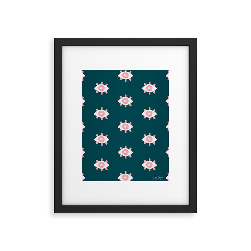 Evil Eye Dots - Teal & Pink Framed Art Print Gallery Image 5