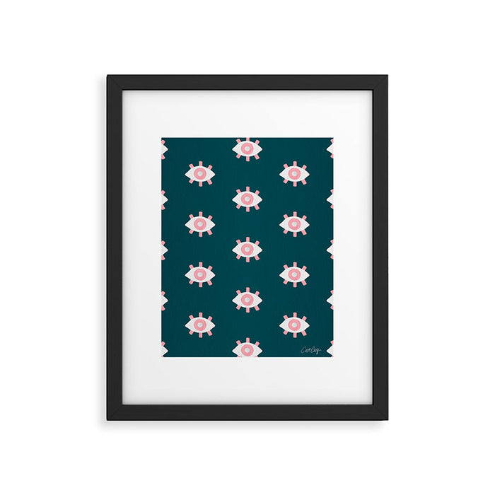 Evil Eye Dots - Teal & Pink Framed Art Print Gallery Image 1