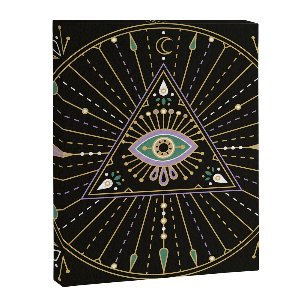 Evil Eye Mandala - Black Canvas Print Gallery Image 8