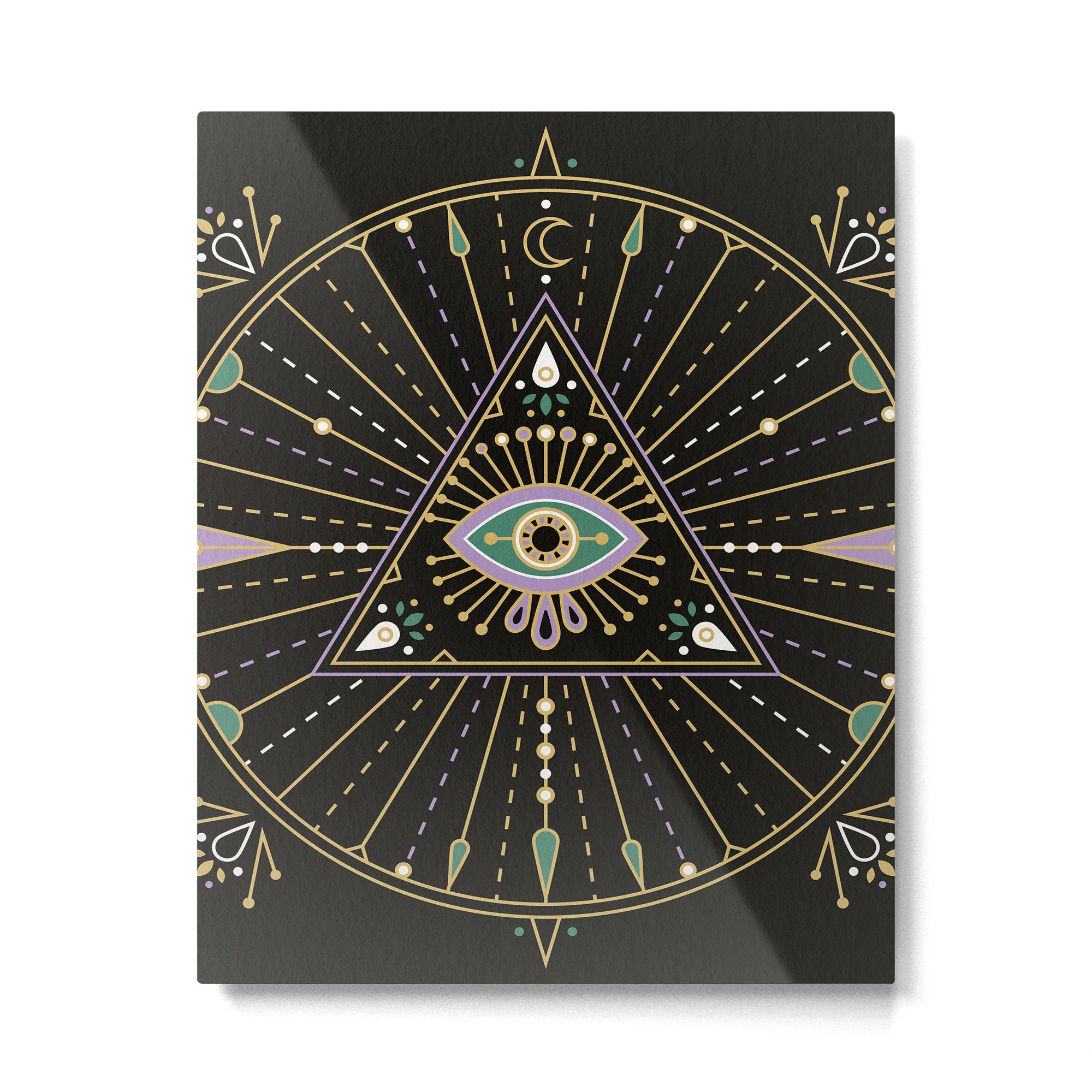 Evil Eye Mandala - Black Metal Print Gallery Image 6