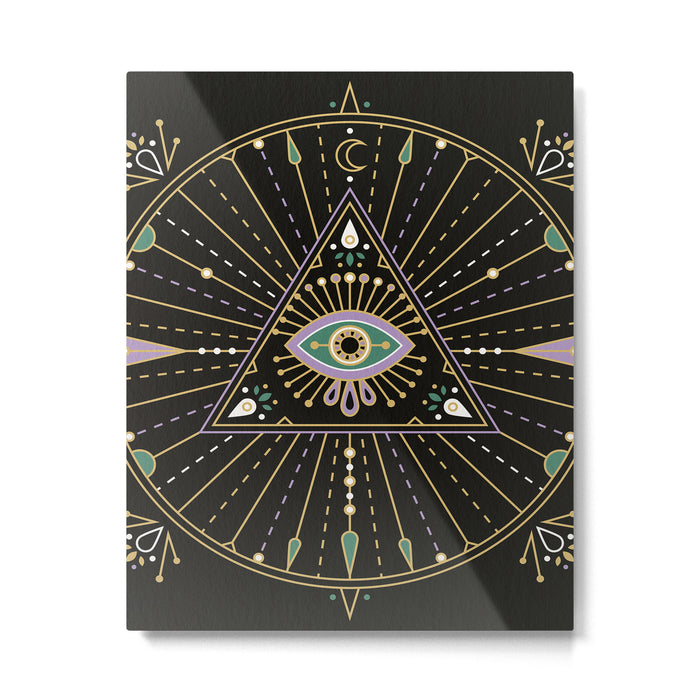 Evil Eye Mandala - Black Metal Print Gallery Image 1