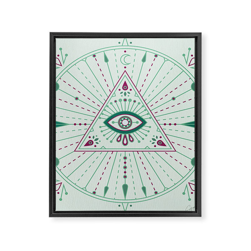 Evil Eye Mandala - Mint Framed Canvas Print Gallery Image 8