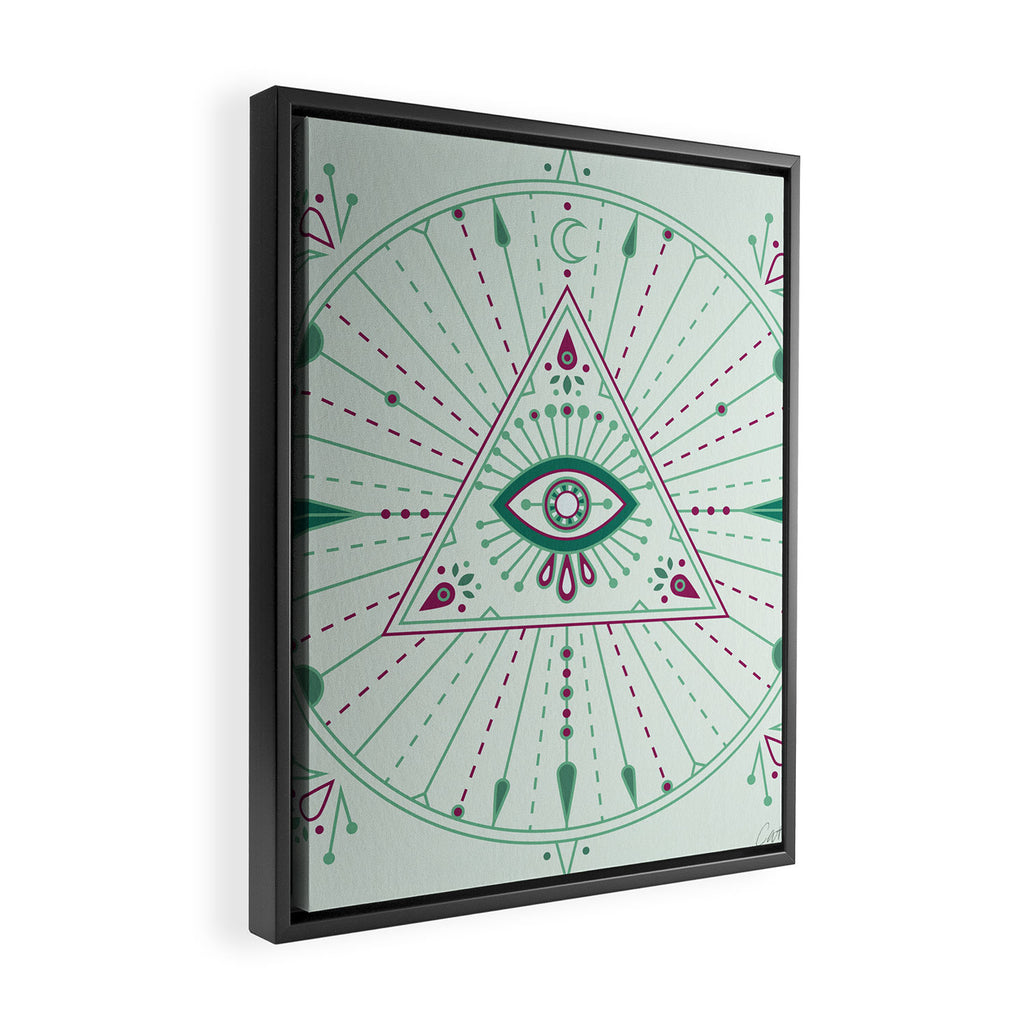 Evil Eye Mandala - Mint Framed Canvas Print Gallery Image 2